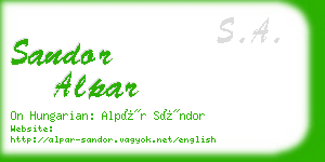 sandor alpar business card